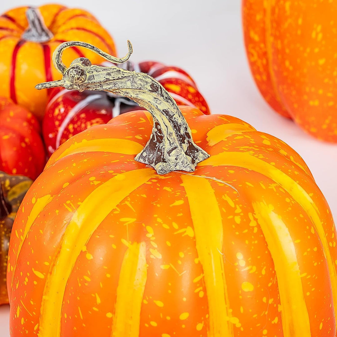 Cymax 12 Stück Grössen Künstliche Kürbisdekoration,Sortierte Grösse Herbsternte Kürbisse,Halloween H