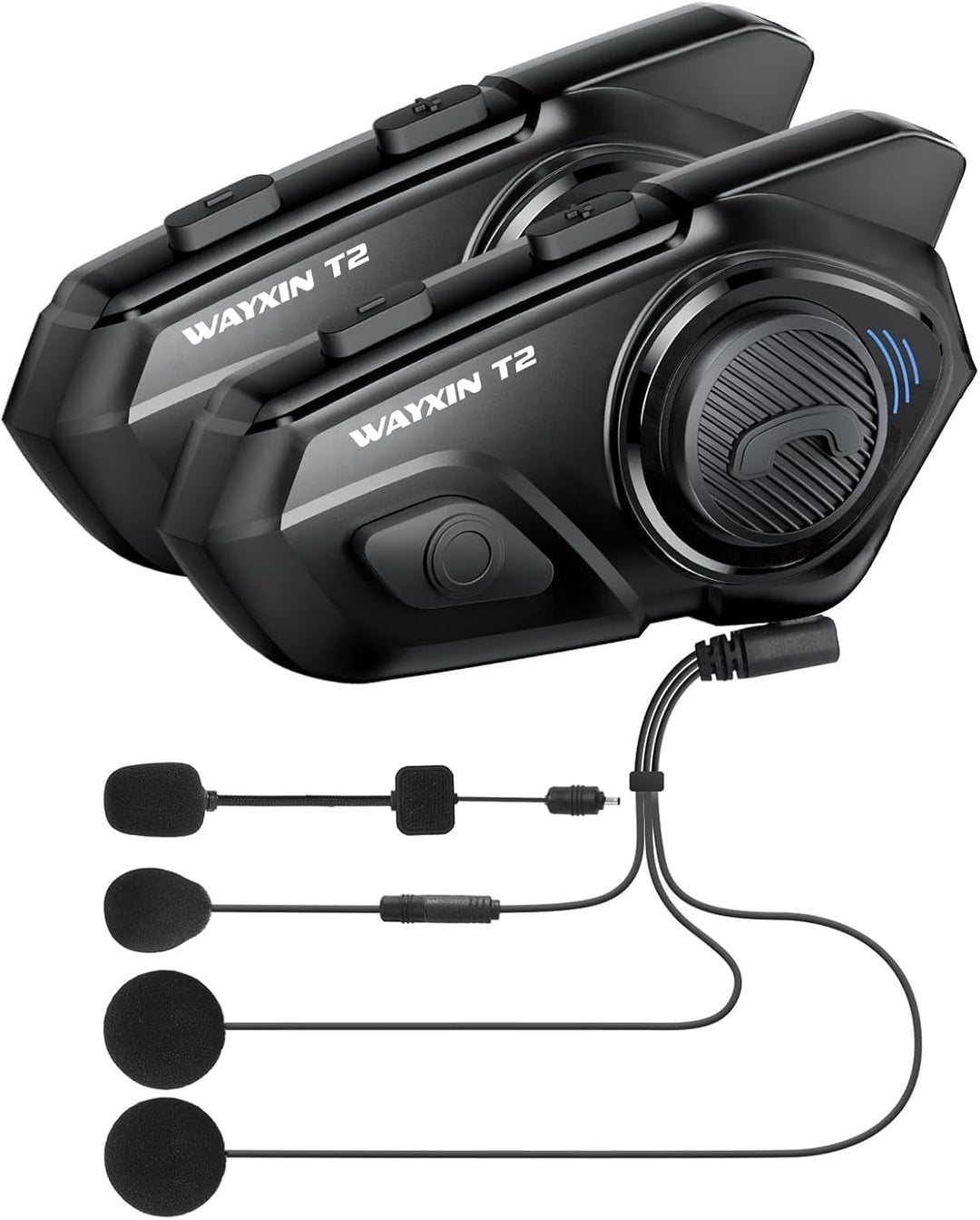 WAYXIN T2 Motorrad Headset mit Gegensprechanlage,Helm Kommunikationssystem für 2 Personen in Reichwe