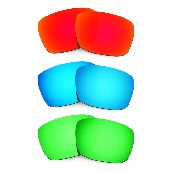 HKUCO Plus Mens Replacement Lenses For Oakley Fuel Cell Red/Blue/Emerald Green Sunglasses