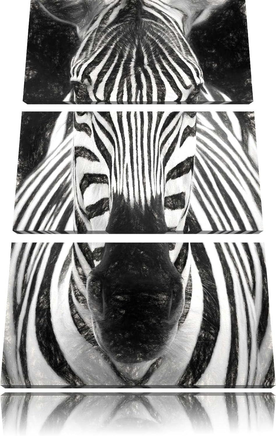 Dark Zebra Porträt Spezial 3-Teiler Leinwandbild 120x80 Bild auf Leinwand, XXL riesige Bilder fertig