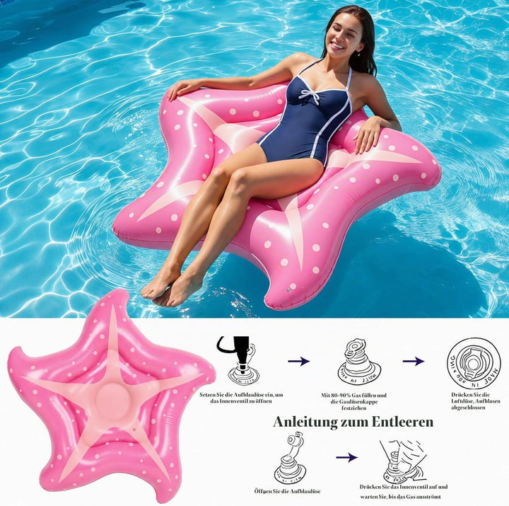 Luftmatratze Pool Seestern 150cm, Hängematte Pool Spielzeug Luftmatratze Wasser Erwachsene, Wasser H
