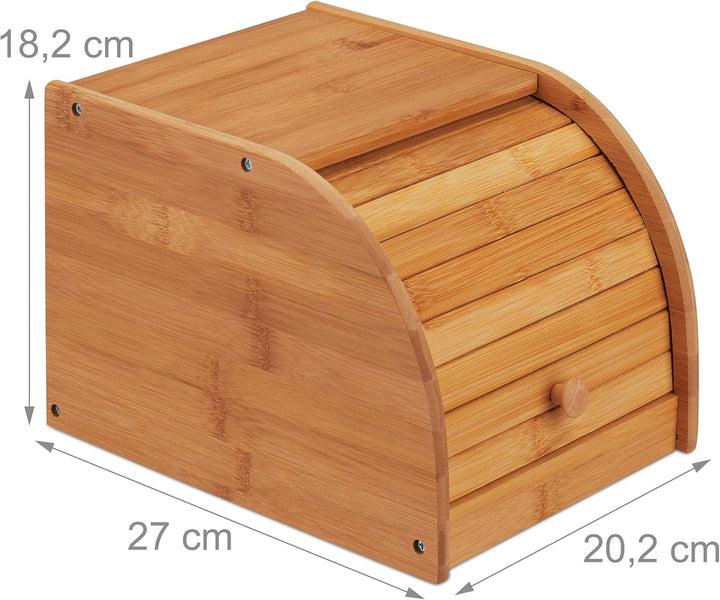 Relaxdays Brotkasten Bambus, rollbare Frontklappe, aromadichte Brotaufbewahrung, Rollbrotkasten, HBT