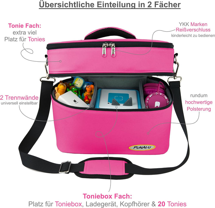 Toniebox Tasche XL kompatibel mit Toniebox 1 & 2 – Platz für bis zu 68 Hörfiguren, Kopfhörer & Lades