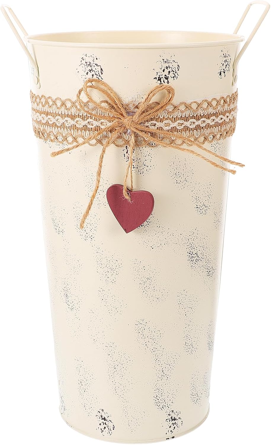Cabilock Eisen Eimer Blumenvase Schirmständer Vintage Eisen Kunst Rustikale Bodenvase Beige Blumenar