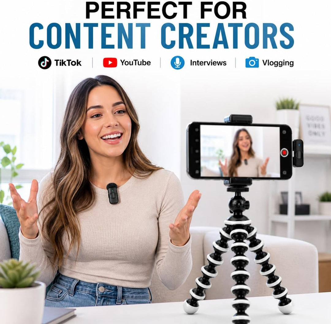 Acuvar Flexibles Stativ-Vlogging-Kit für iPhone, Android und GoPro mit LED-Licht, Handyhalterung, Mi