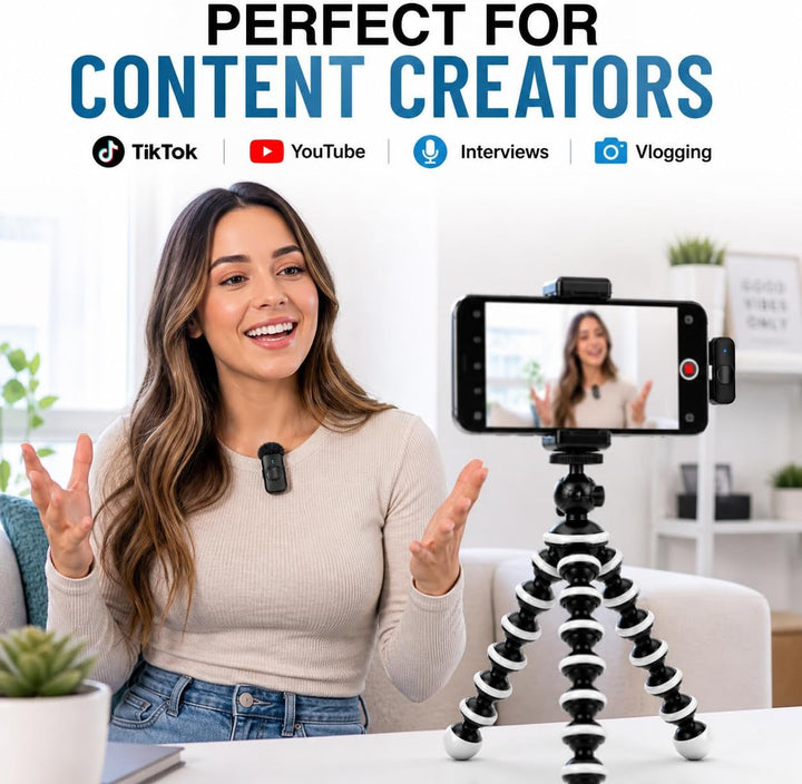 Acuvar Flexibles Stativ-Vlogging-Kit für iPhone, Android und GoPro mit LED-Licht, Handyhalterung, Mi