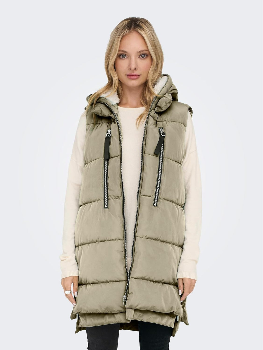 ONLY Damen Onlnewnora Puffer Waistcoat Cc OTW Mantel S Silver Sage, S Silver Sage