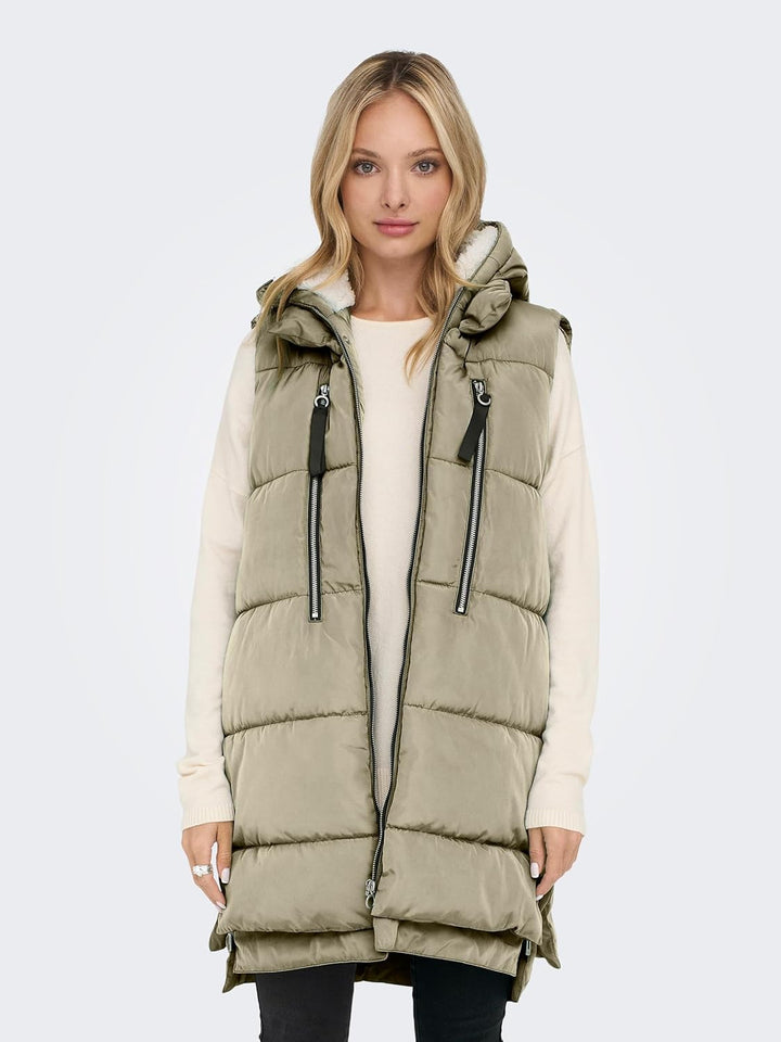 ONLY Damen Onlnewnora Puffer Waistcoat Cc OTW Mantel S Silver Sage, S Silver Sage