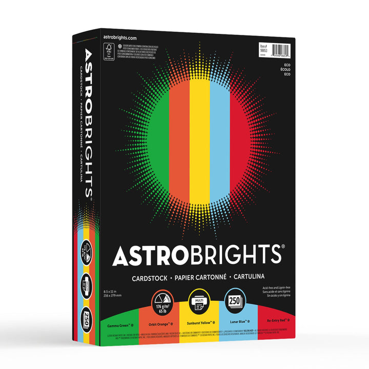 Neenah Astrobrights Kartonpapier, Eco 5-Farben-Sortiment, 250 Blätter, 8,5 x 11 Zoll, Eco