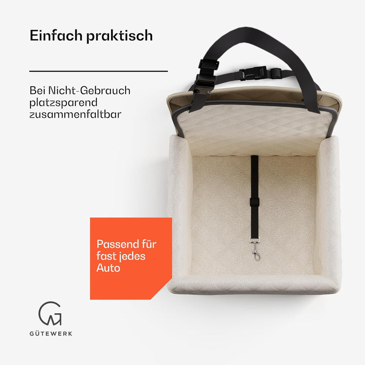 Gütewerk Hunde Autositz für Mittlere und Kleine Hunde, Hunde Zubehör, Stabiler Autositz Hund für Vor