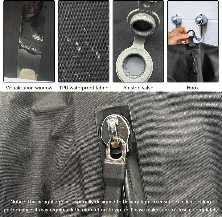 2er Pack Vakuumbeutel TPU, Kompressionsbeutel mit Ventil für Pumpe oder manuelles Zusammendrücken, a