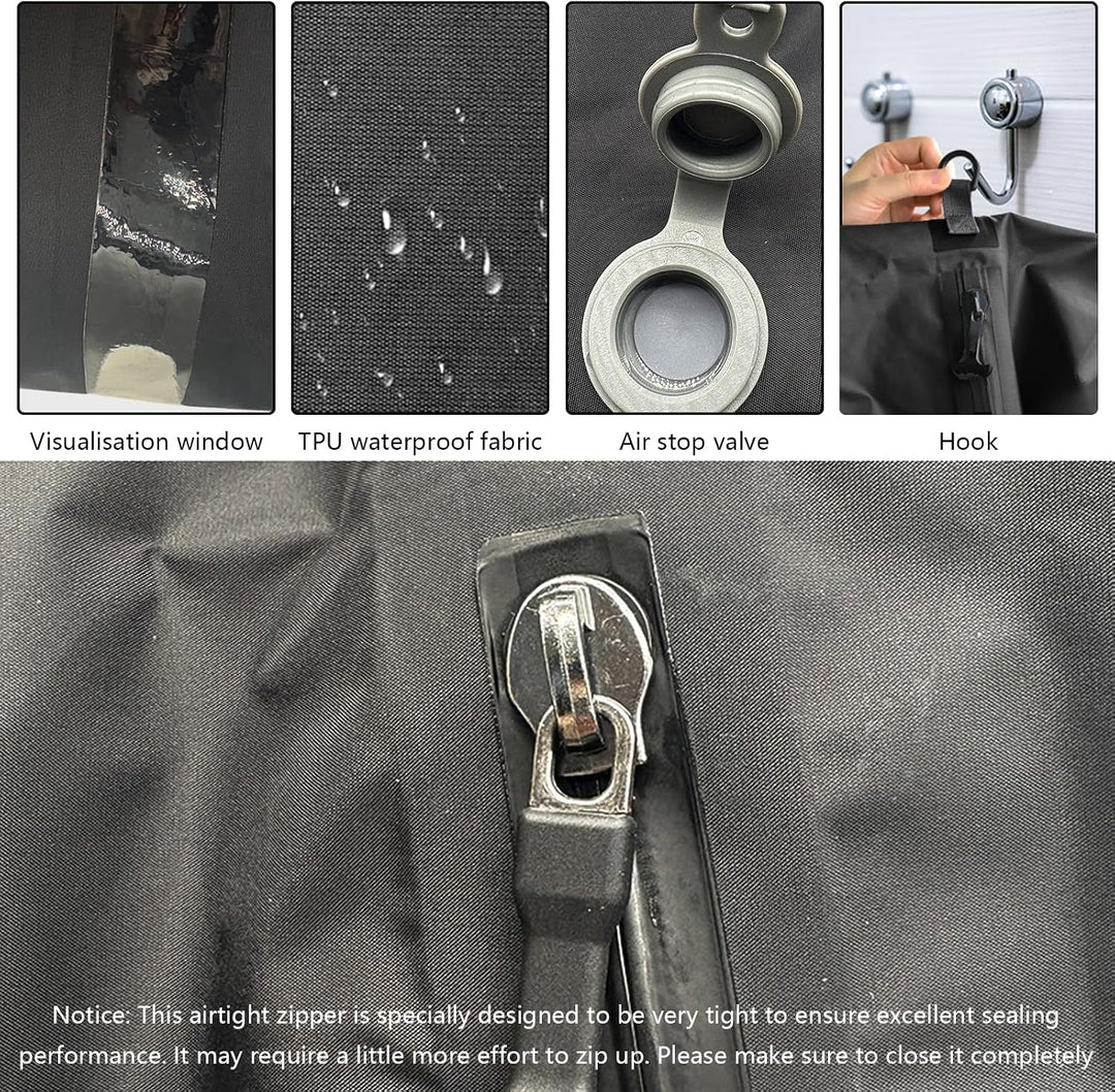 2er Pack Vakuumbeutel TPU, Kompressionsbeutel mit Ventil für Pumpe oder manuelles Zusammendrücken, a