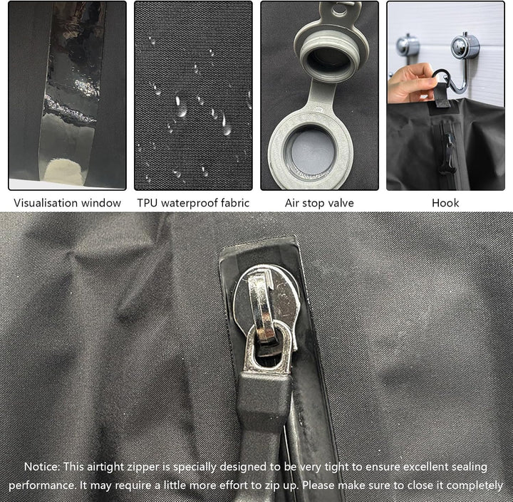 2er Pack Vakuumbeutel TPU, Kompressionsbeutel mit Ventil für Pumpe oder manuelles Zusammendrücken, a