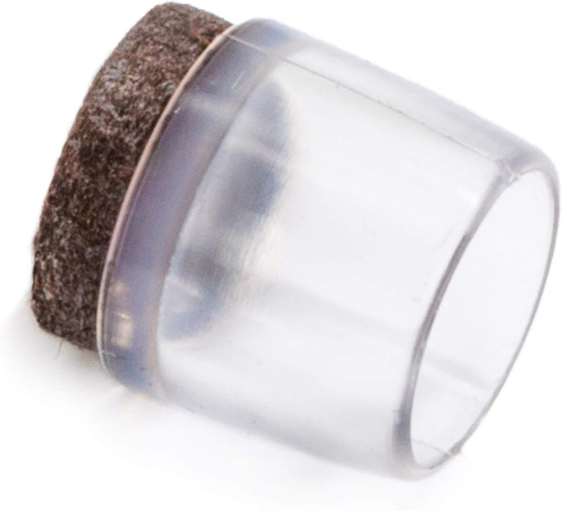 Adsamm® / 32 x Stuhlbeinkappen mit Filz / Transparent / Ø 15 - 16 mm / rund / Filz-Möbelgleiter für