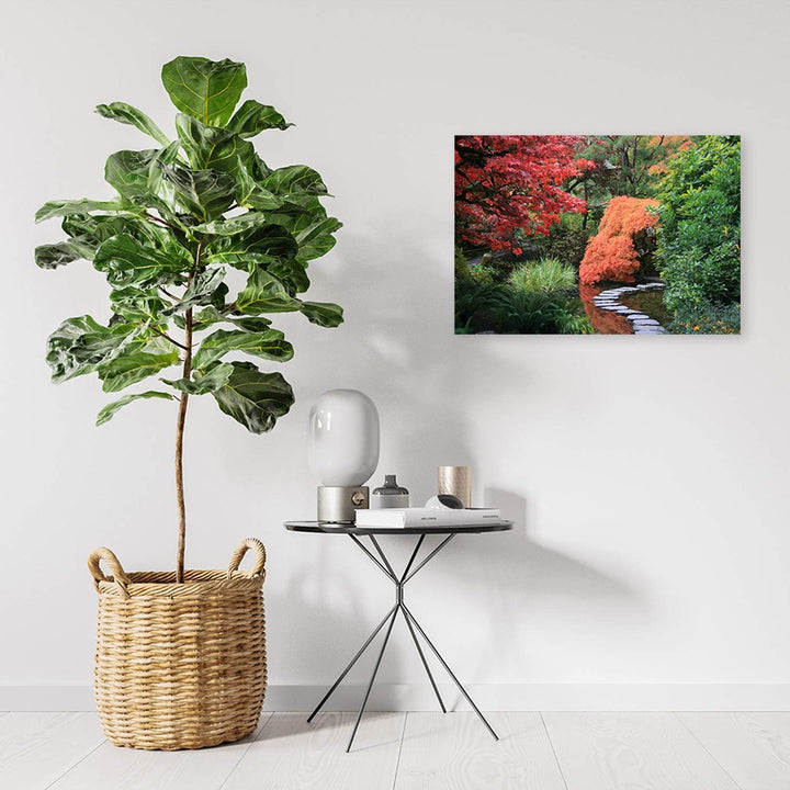 Leinwandbild XXL Garten Wandbild Kunst Japan Grün 120x80 cm Leinwandbild 120x80 cm Grün_d, Leinwandb