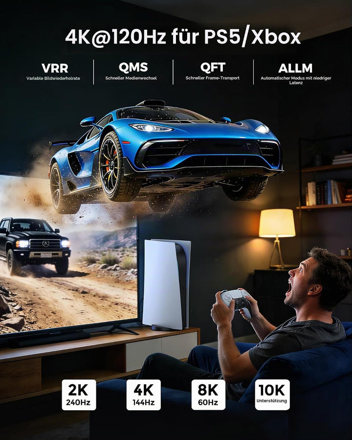 Silkland 8K HDMI 2.1 Kabel 1.5m [Zertifiziert] 4K@120Hz eARC HDR10+ für PS5 Pro, 48Gbit/s Ultra High