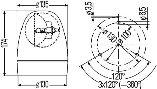 HELLA - Halogen-Rundumkennleuchte - KL Rotafix - 12V - blau - Magnetbefestigung - Kabel: 2500mm - St