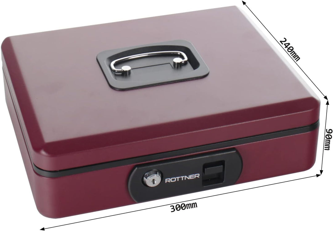 Rottner Geldkassette Pro Box Two Berry, Zylinderschloss mit 2 Schlüssel, (BxHxT) 30 x 9 x 24 cm, mit