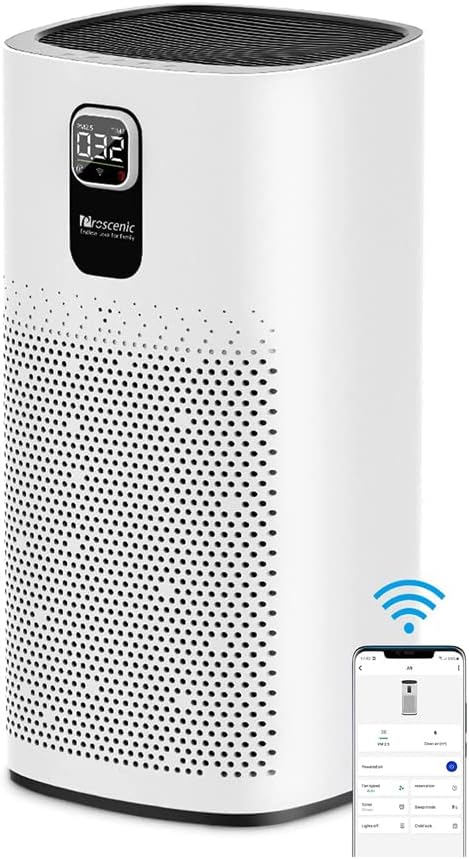 Proscenic A9 Luftreiniger Air Purifier App Steuerung, 99,97% Filterleistung, Hepa 13 Filter, CADR 46