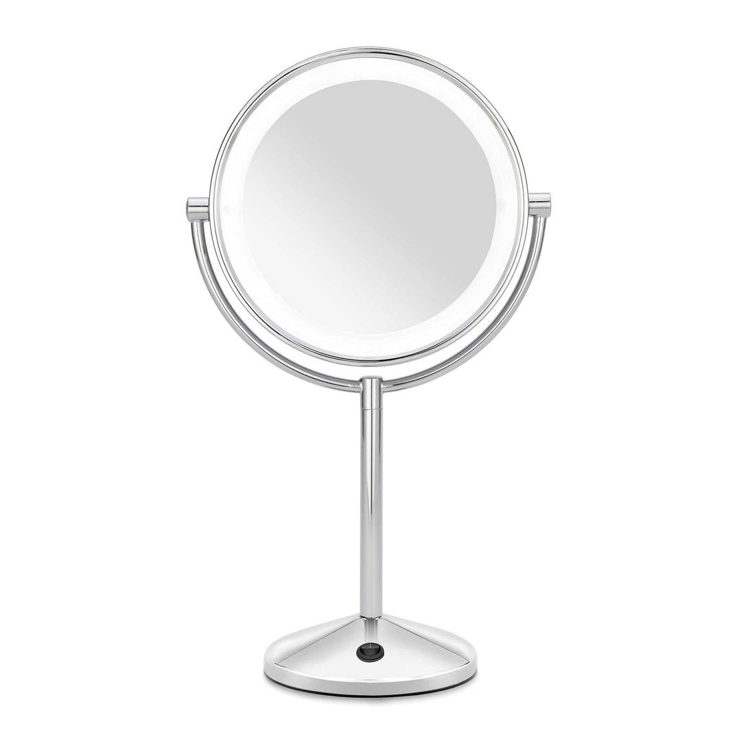 BaByliss 9436E LED Makeup Spiegel im Chrom-Design, beleuchtet, doppelseitig, 10-fach Vergrösserung,