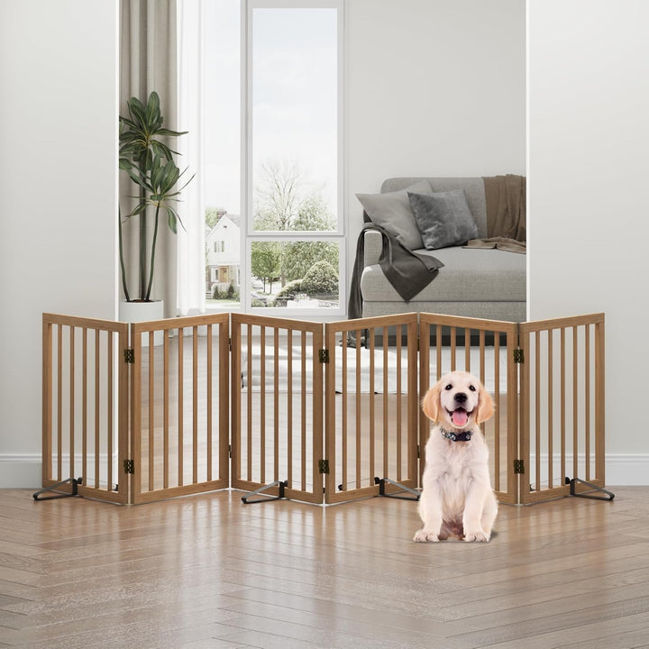 Hundegitter, freistehende Hundegitter für Türen, 6 Paneele (dunkles Walnuss) Dunkles Walnussbraun 6