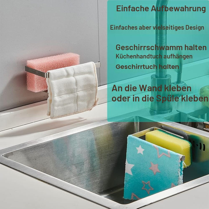 GAViA Schwammhalter Küche, Spülschwammhalter Selbstklebend Küche Organizer Spültuch-Halter 304-Edels
