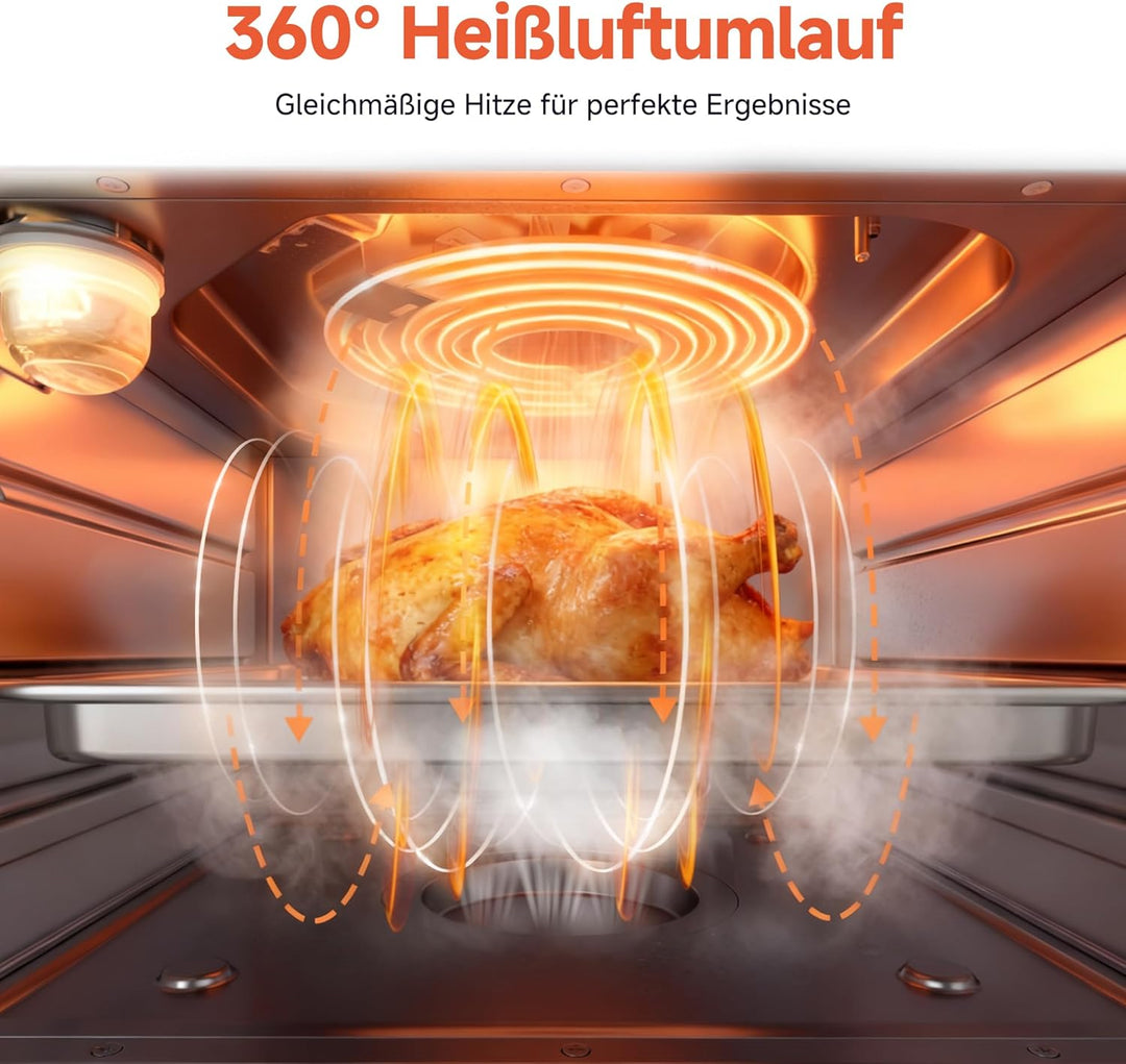 OUNIN 18L Multifunktionsbackofen, 11-in-1 Dampfbackofen und Heissluftfritteuse, Zweigaren, 360° Umlu