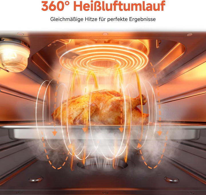 OUNIN 18L Multifunktionsbackofen, 11-in-1 Dampfbackofen und Heissluftfritteuse, Zweigaren, 360° Umlu