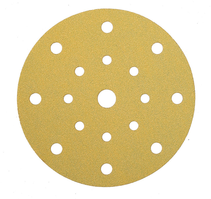 Mirka Gold Universal-Schleifpapier Ø 150mm Klett 17-Loch / Korn P220, 100 Stk / Zum Schleifen von Gi