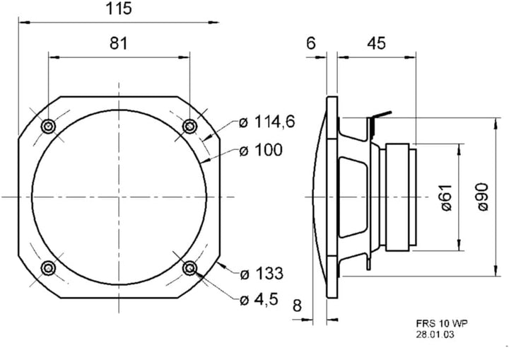 Visaton 2102 Lautsprecher FRS 10 WP 4 Ohm weiss 4 S, weiss