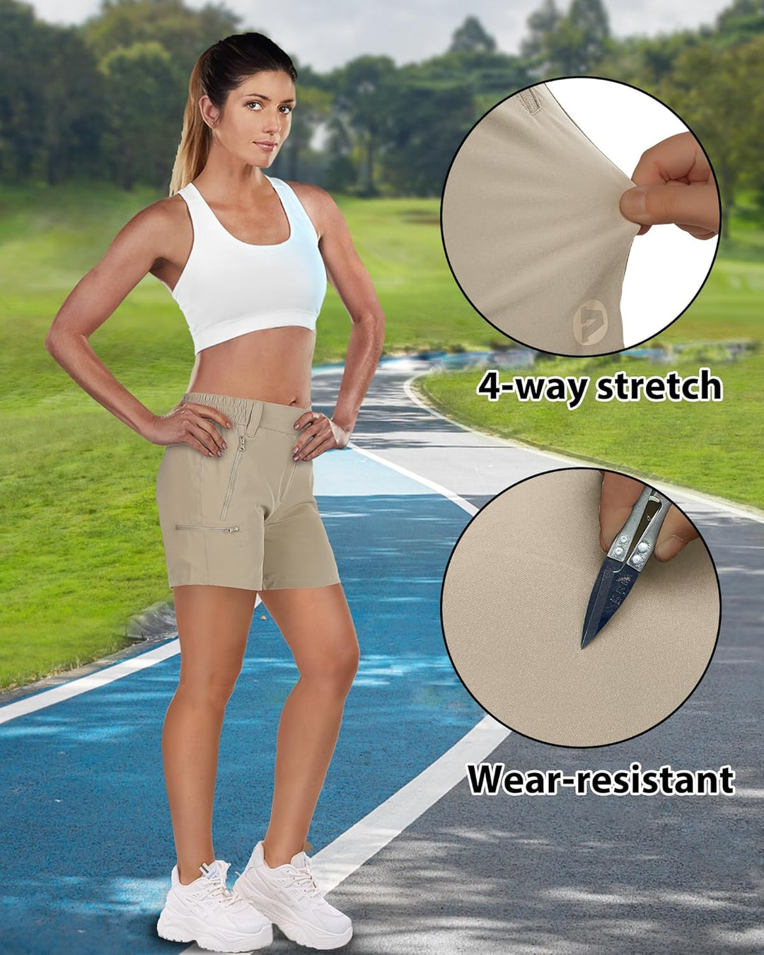 Outdoor Ventures Kurze Hose Damen UPF50+ UV Schutz Wander Shorts Sommer Leicht Trekking Shorts Stret