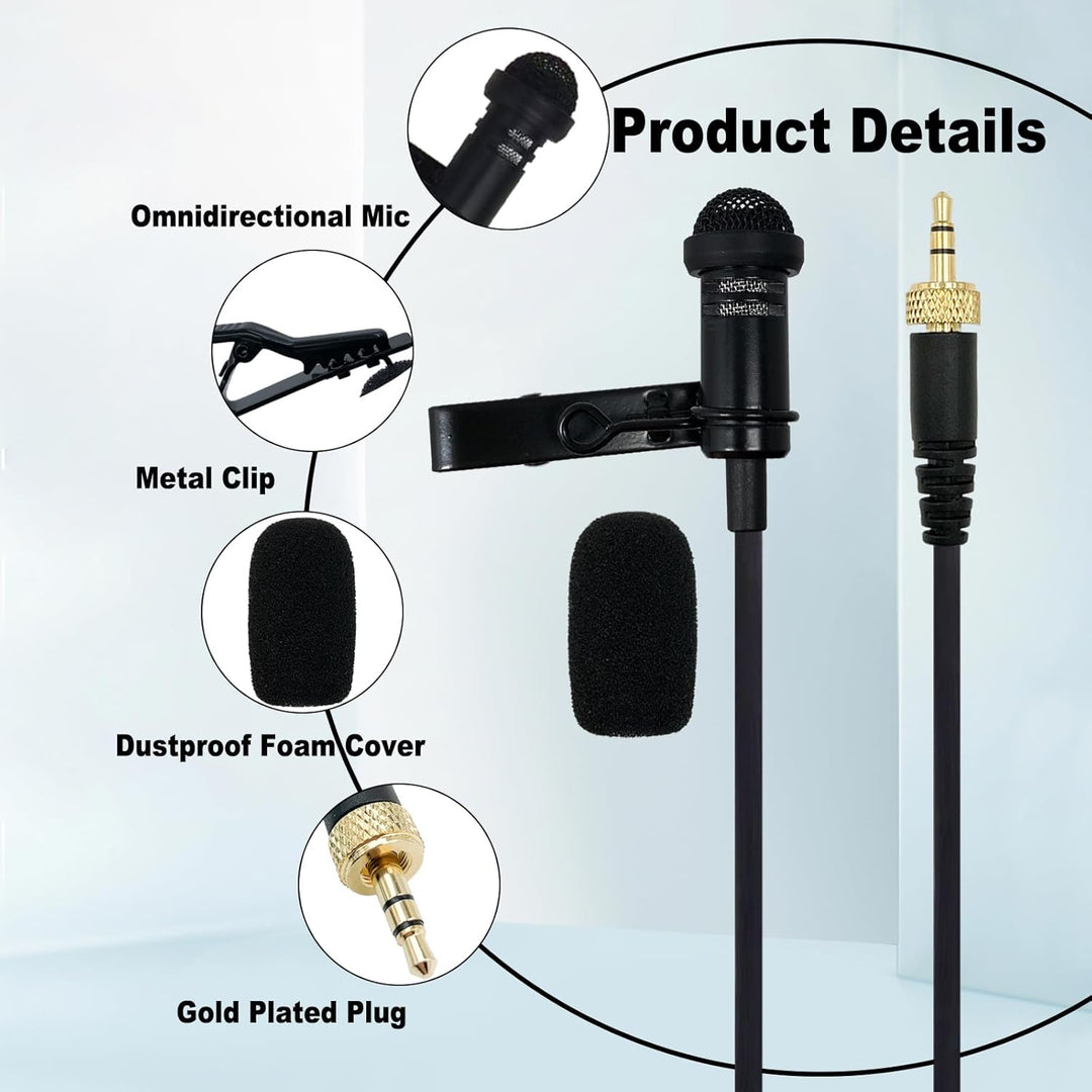 2 Pack 3,5 mm Lavalier Mikrofon Kompatibel mit Sennheiser kabellos Transmitter Omnidirektionale Kond