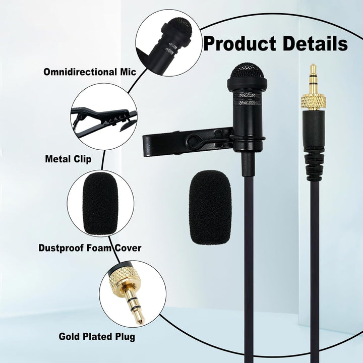 2 Pack 3,5 mm Lavalier Mikrofon Kompatibel mit Sennheiser kabellos Transmitter Omnidirektionale Kond