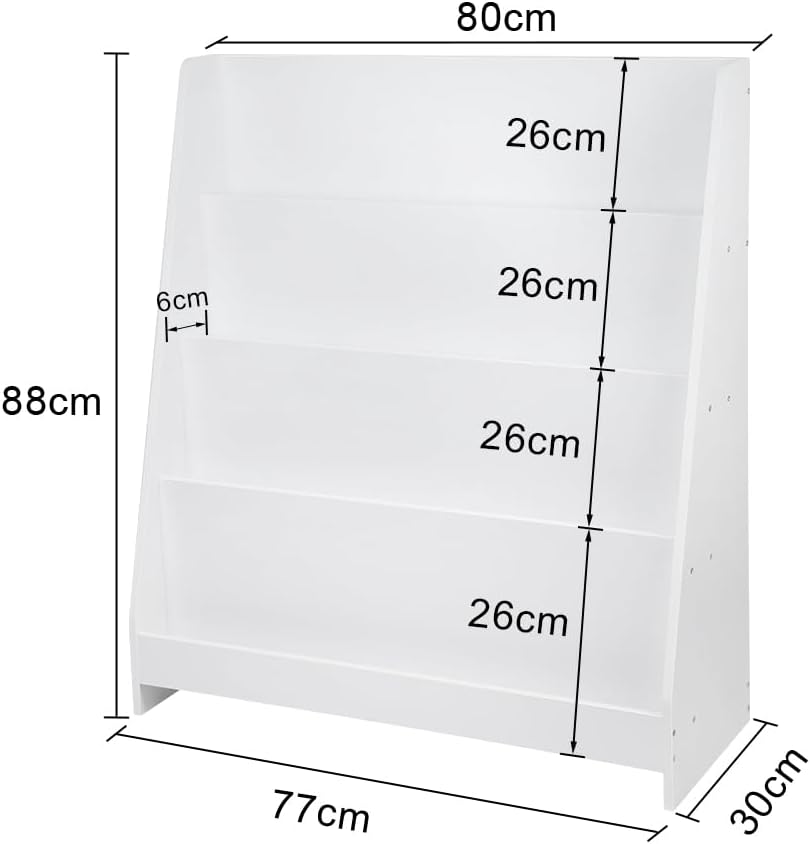 homewell Kinder Bücherregal aus Holz, 4 Fächer Bücherständer für Kinderzimmer, Bücherregal Aufbewahr