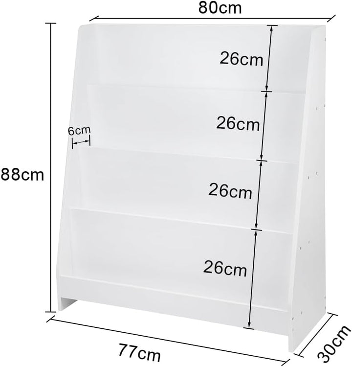 homewell Kinder Bücherregal aus Holz, 4 Fächer Bücherständer für Kinderzimmer, Bücherregal Aufbewahr