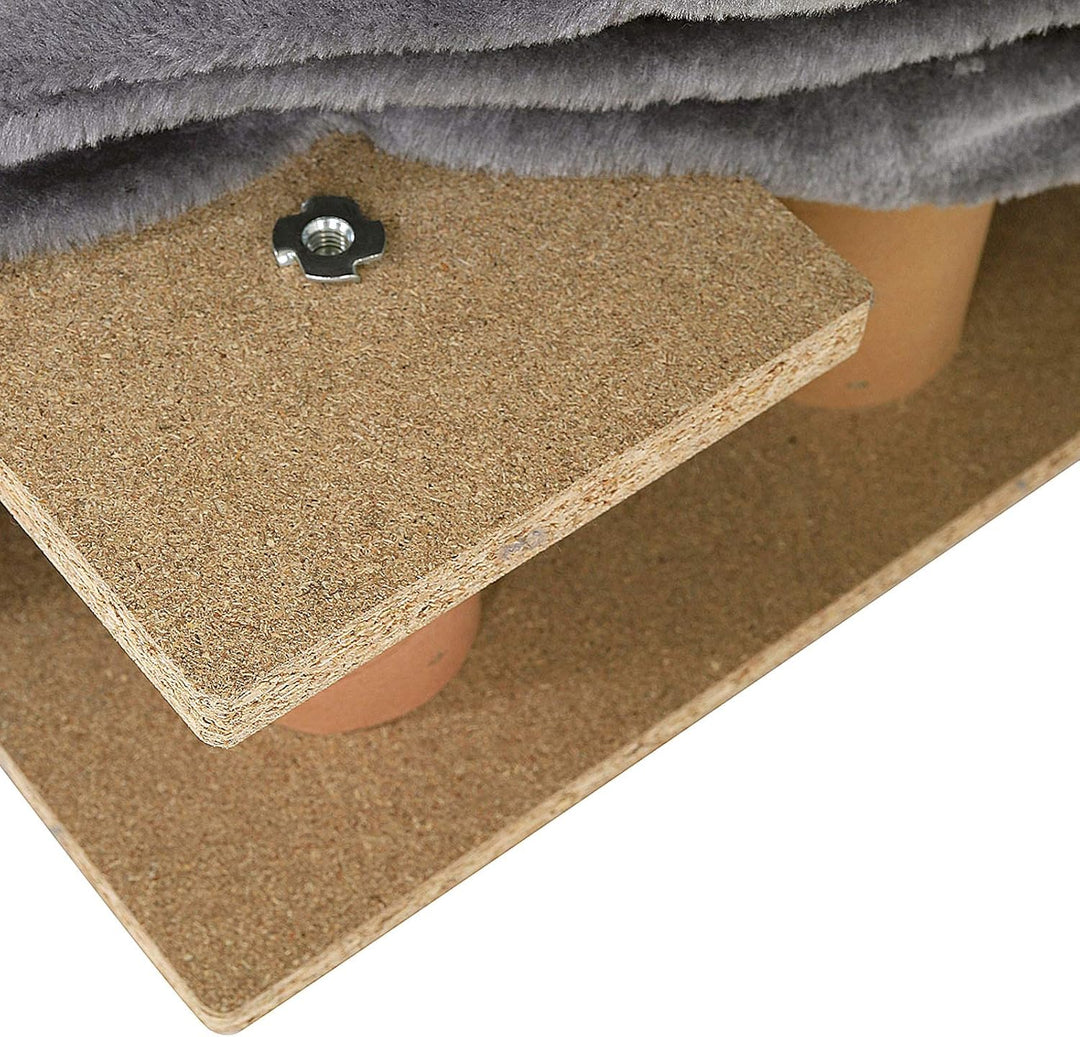 lionto Haustiertreppe mit Plüschbezug, 46x36x34 cm, robuste Hundetreppe mit niedriger Stufenhöhe von