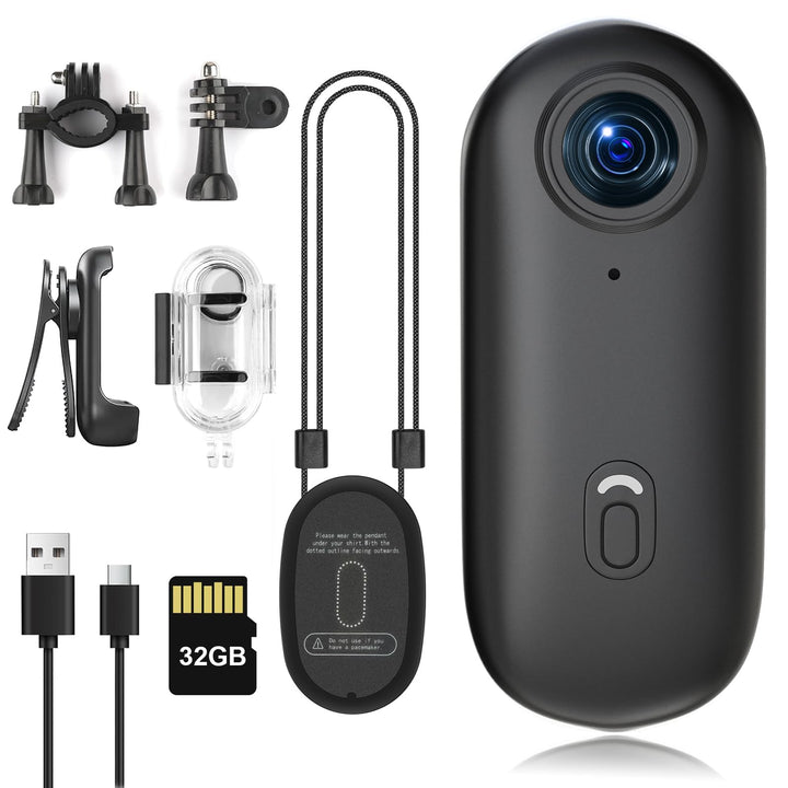 FHD 1080P Daumen Actionkamera with 32GB Card,Tragbare POV Kamera,Mini Body Cam,Handliche Vlogging un