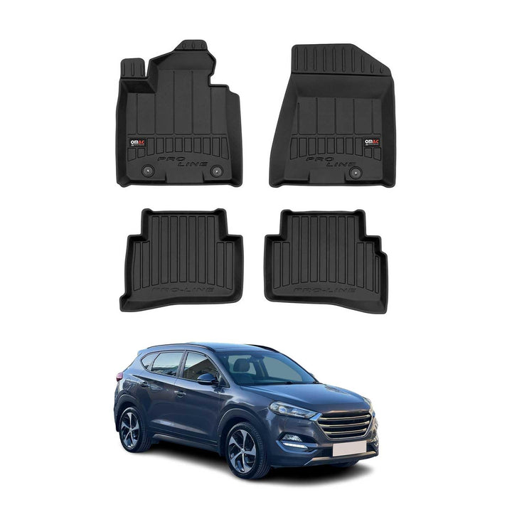 OMAC Gummi Fussmatten kompatibel mit Hyundai Tucson 2015-2020 mit Gurtstraffer Premium TPE Fussmatte