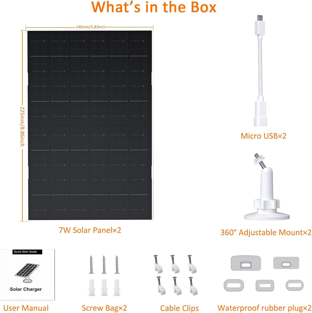 Solarpanel für Eufy Kamera, 7W Solarmodule für Eufy E, 2C/2C Pro, 2/2Pro, E20/E40, Solarpanel 5V mit