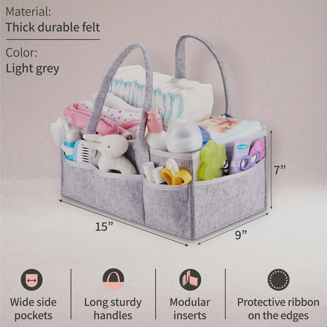 PUTSKA Windelorganizer Baby Windelcaddy Filztasche tragbar mit verstellbaren Fächern | Ultra Mobile