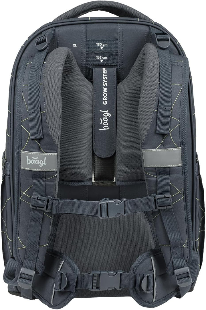 Baagl Schulrucksack Set Jungen Teenager 3 Teilig Schultasche 30 l - Wave | Ein ergonomischer Schulra