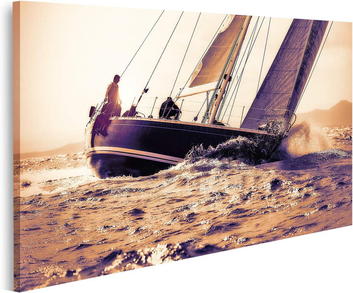 islandburner Bild auf Leinwand Segelboot Segeln Sonnenuntergang Bilder Wandbilder Poster Leinwand 10