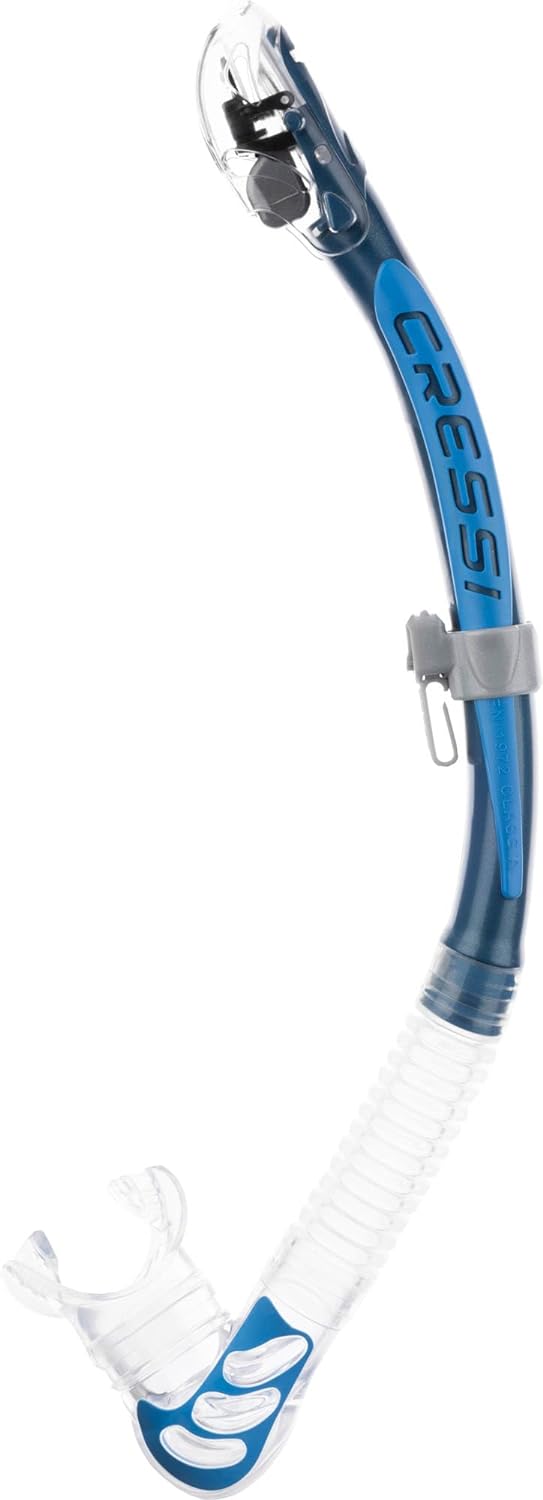 Cressi Alpha Ultra Dry - Schnorchel Trocken Ideal zum Schnorcheln, Apnoe und Tauchen Blau/Hellblau A