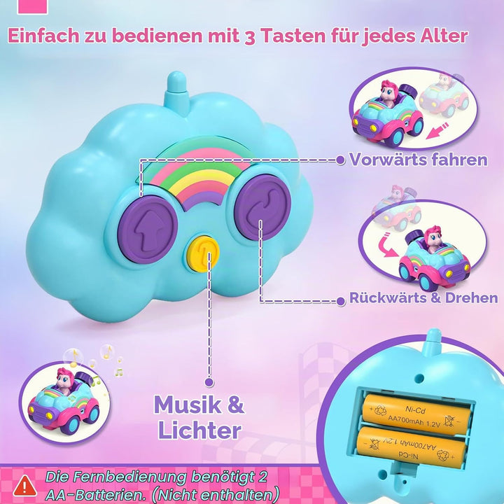 Lehoo Castle Ferngesteuertes Auto Mädchen, Einhorn Spielzeug mit Lichtern und Musik, Spielzeug ab 3