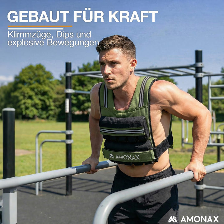 Amonax Gewichtsweste 10-30kg, Verstellbare Weighted Vest mit Reflektoren | Weighted Vest mit Reflekt