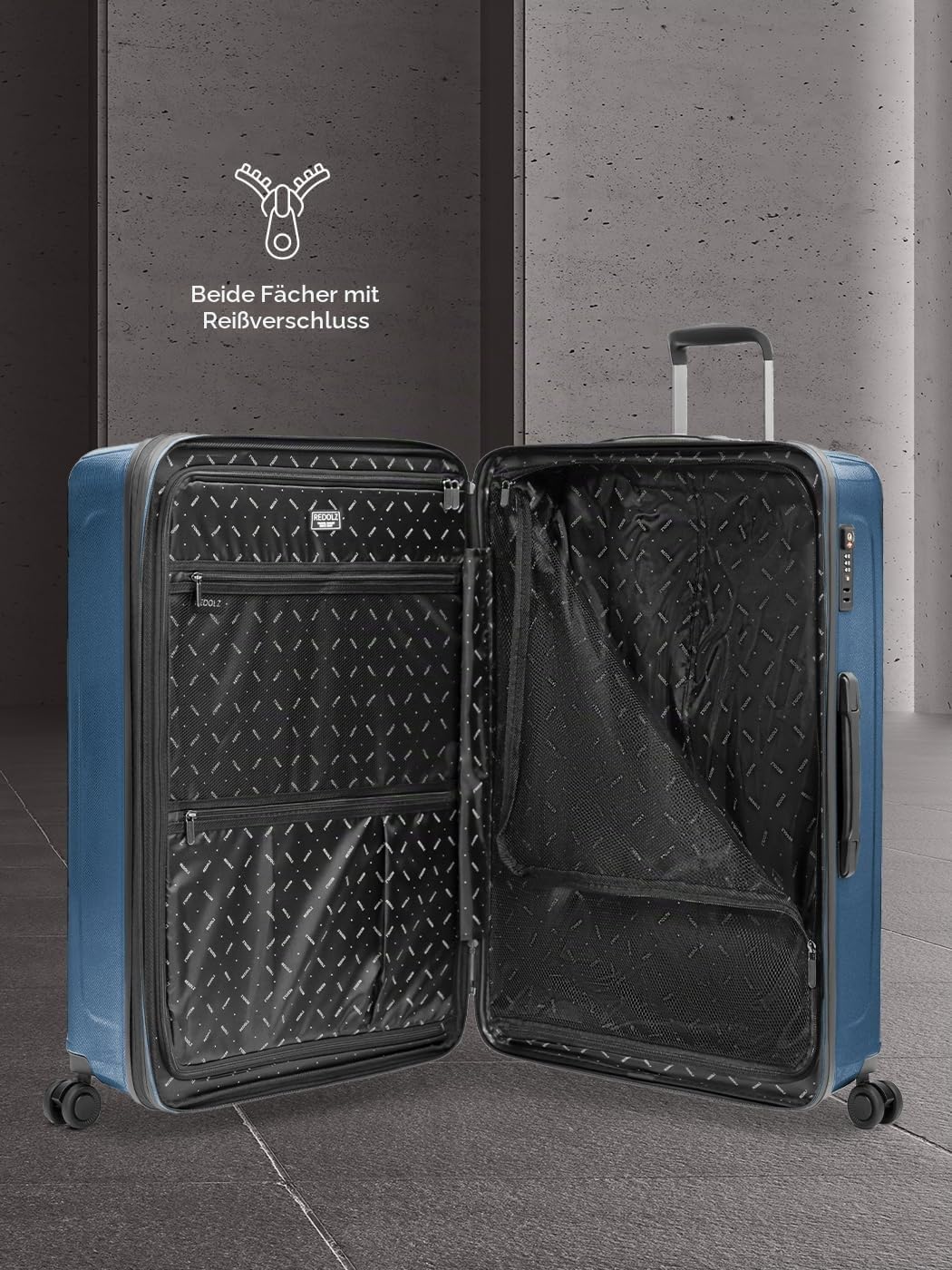 REDOLZ Hartschalen Koffer-Set-3-teilig | S 55 cm Laptopfach + M 66 cm + L 77 cm | Dehnfalte erweiter
