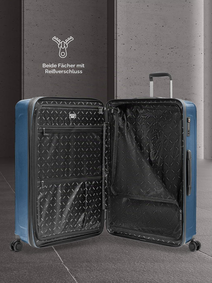 REDOLZ Hartschalen Koffer-Set-3-teilig | S 55 cm Laptopfach + M 66 cm + L 77 cm | Dehnfalte erweiter