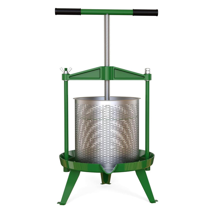 SQUEEZE master Spindel Obstpresse Apfelpresse Fruchtpresse 14 L aus Edelstahl mit T-Griff für Selbst