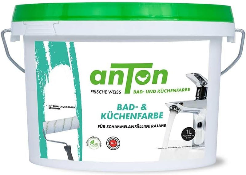 Anton Bad- und Küchenfarbe | Frische Weiss | Spezialfarbe | Direkt auf Schimmel mit Sofortwirkung &