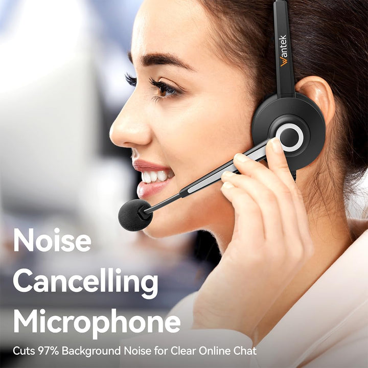 Wantek Stereo-Headset,schnurgebunden,USB-A,Mikrofon mit Noise Cancelling-ganztägiger Komfort-USB-A:P